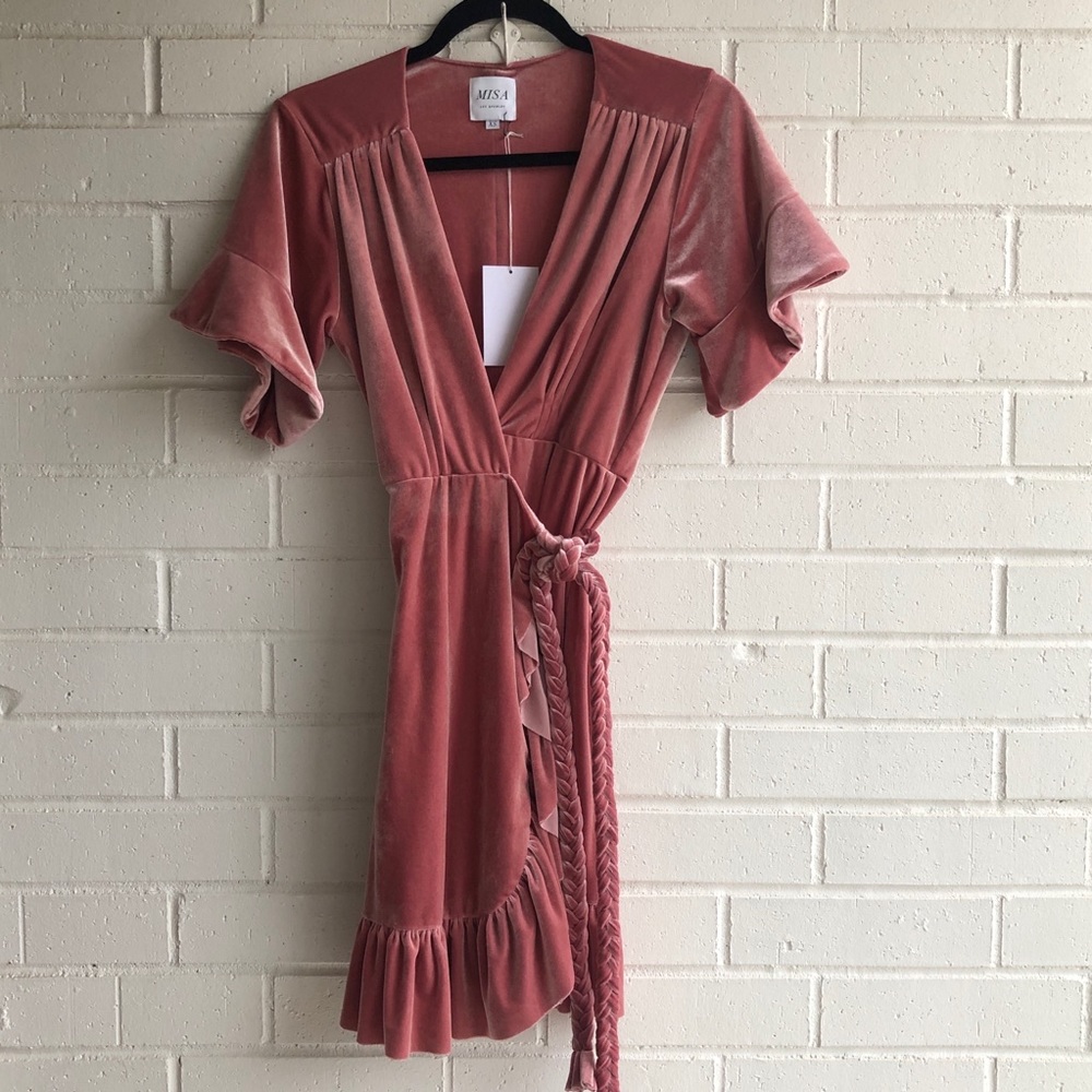 NWT Misa Los Angles Desma Velvet Wrap Dress - Picture 3 of 8